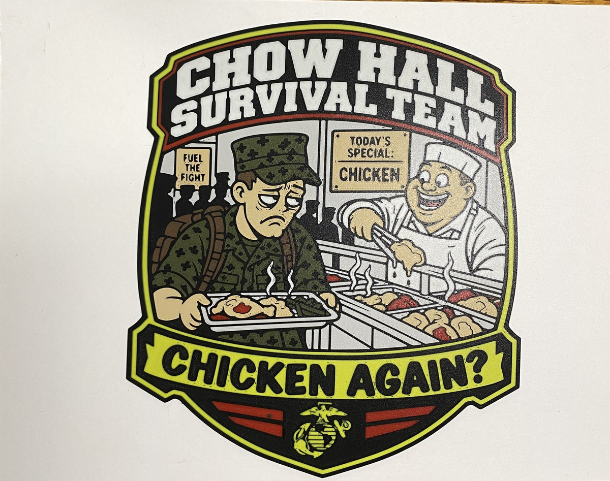 Chow Hall Survival Team – full-color funny Marine Corps 3D-printed emblem