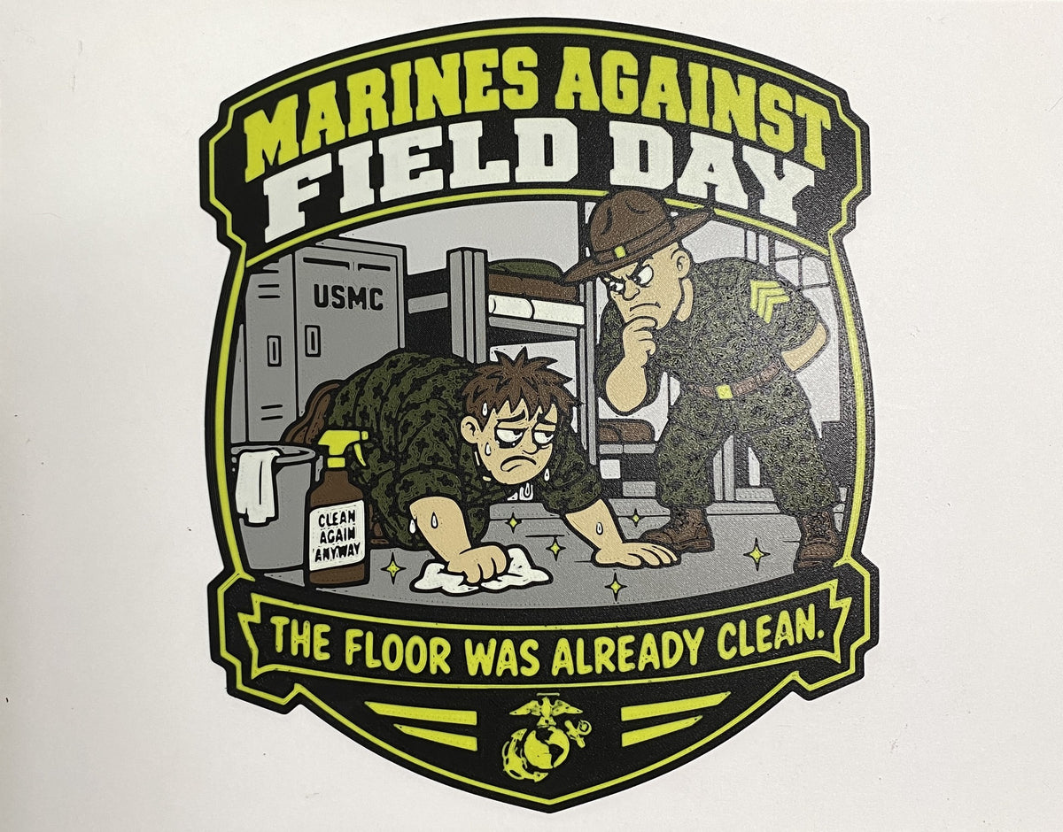 Marines Against Field Day – full-color funny Marine Corps 3D-printed emblem