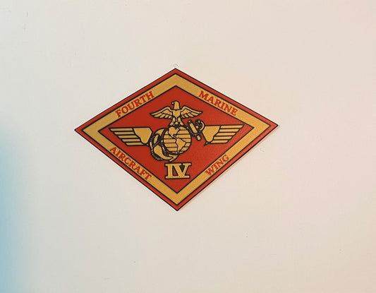 Photograph of the 4th Marine Aircraft Wing 3D-printed emblem by Heritage Forge Designs