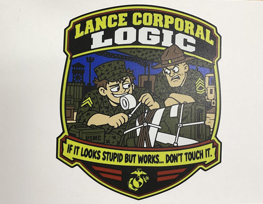 Lance Corporal Logic – full-color funny Marine Corps 3D-printed emblem