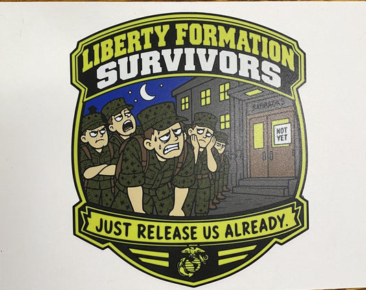 Liberty Formation Survivors – full-color funny Marine Corps 3D-printed emblem