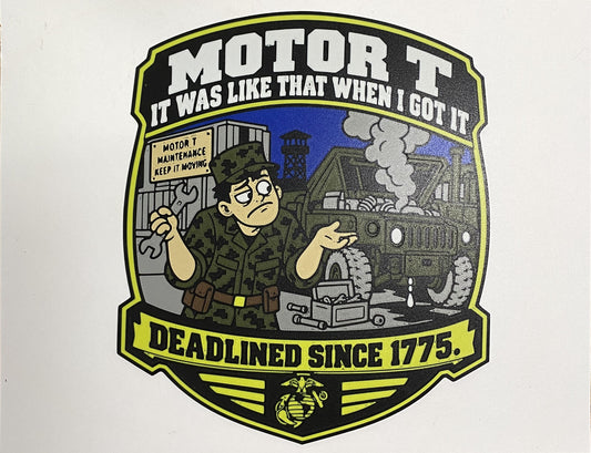Motor T Deadlined Since 1775 – full-color funny Marine Corps 3D-printed emblem