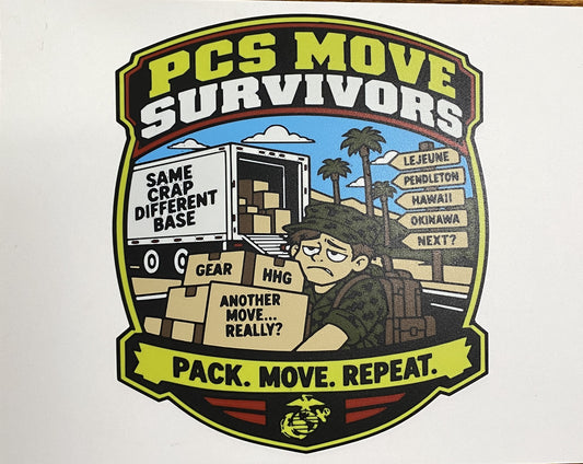 PCS Move Survivors – full-color funny Marine Corps 3D-printed emblem