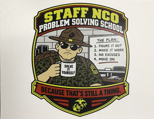 Staff NCO Problem Solving School – full-color funny Marine Corps 3D-printed emblem