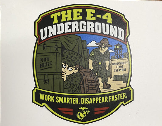 The E-4 Underground – full-color funny Marine Corps 3D-printed emblem