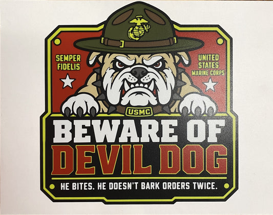 Beware of Devil Dog Marine Corps emblem