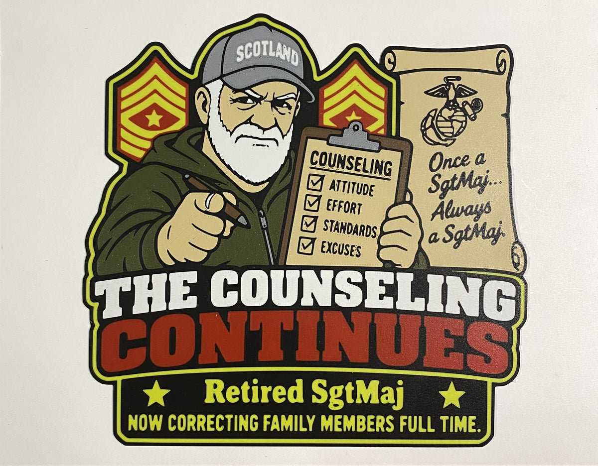 The Counseling Continues retired Sergeant Major Marine Corps emblem