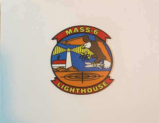 Photograph of the MASS-6 Lighthouse 3D-printed emblem by Heritage Forge Designs