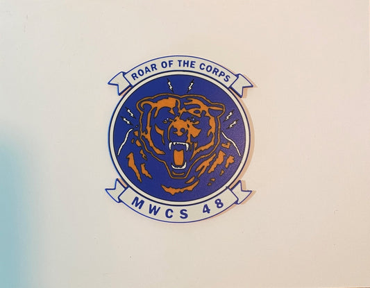 Photograph of the MWCS-48 Roar of the Corps 3D-printed emblem by Heritage Forge Designs
