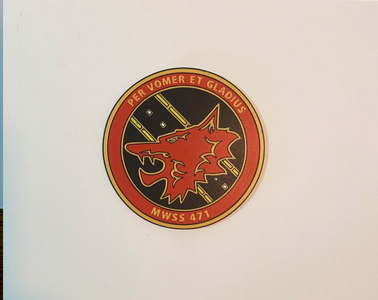 Photograph of the MWSS-471 3D-printed emblem by Heritage Forge Designs