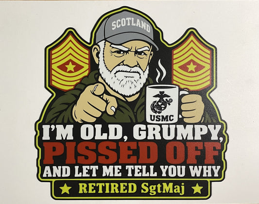 Old Grumpy Retired SgtMaj Marine Corps emblem