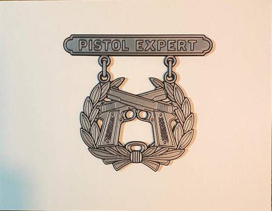 Pistol Expert Shooting Badge 3D printed display